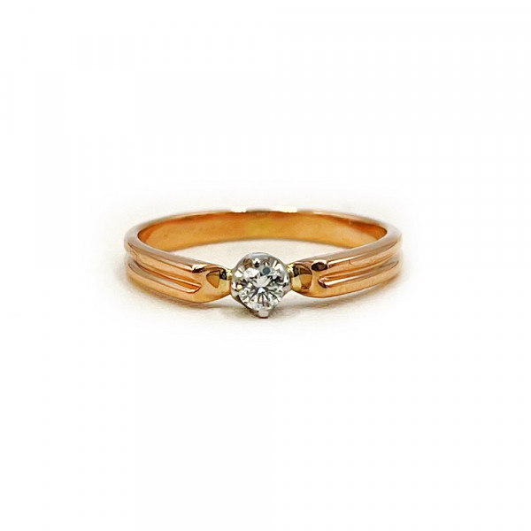 Каблучка з золота у червоному з білим кольорі з жовтим діамантом