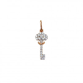 Кулон из красного с белым золота с цирконом «Ключ» 01-200900502