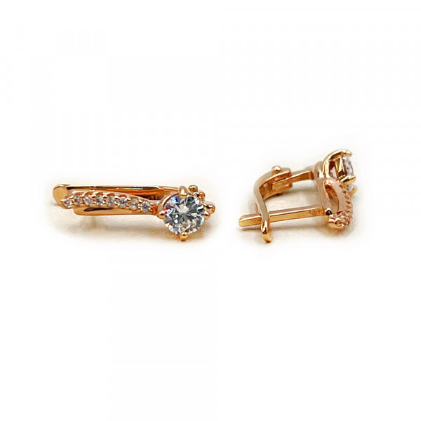 Сережки з червоного золота з цирконом