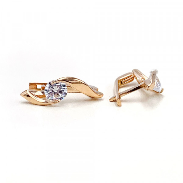 Серьги из золота в красном цвете с цирконом