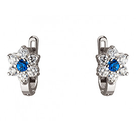 Золоті сережки у білому кольорі з цирконом «Квітка» 01-19284103