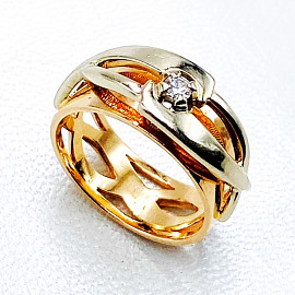 Кольцо из золота красного с белым цвета с белым бриллиантом 01-200099403