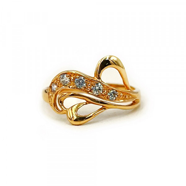 Золотое кольцо в красном цвете с цирконом