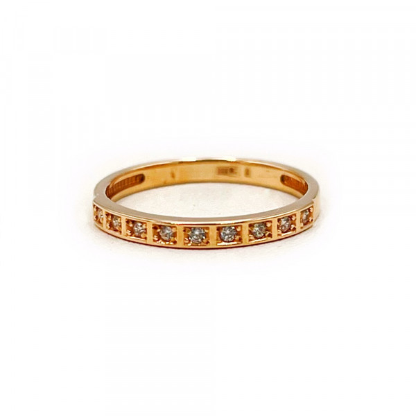 Золотое кольцо красного цвета с цирконом