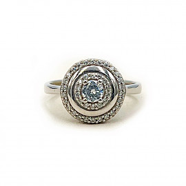 Кольцо из золота белого цвета с цирконом 01-200261803