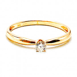 Кольцо из золота красного цвета с белым бриллиантом 01-200759503