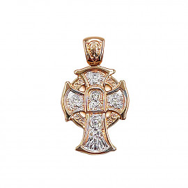 Золотой крестик в красном с белым цвете 01-200761003