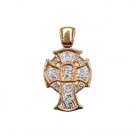 Золотой крестик в красном с белым цвете