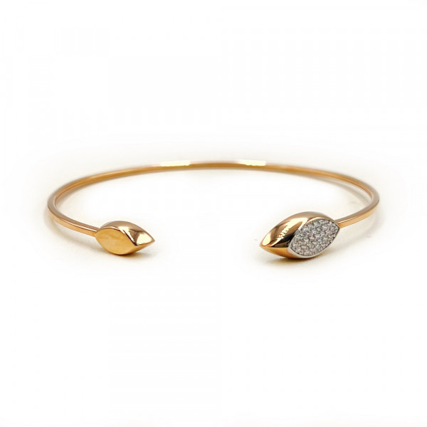 Браслет з золота червоного з білим кольору з цирконом