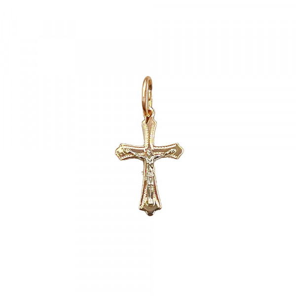 Хрестик з золота у червоному з білим кольорі