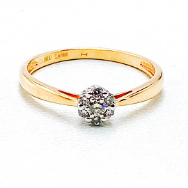 Золота каблучка у червоному з білим кольорі з жовтими діамантами 01-200805803