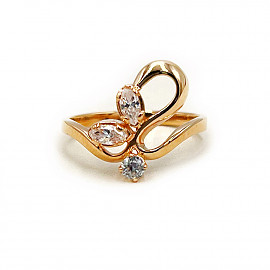 Золотое кольцо в красном цвете с цирконом 01-200814203