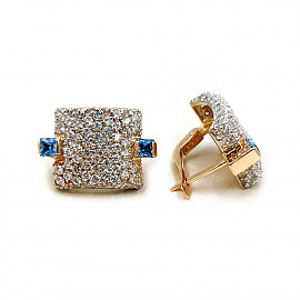 Сережки з золота у червоному з білим кольорі з цирконом 01-200827703