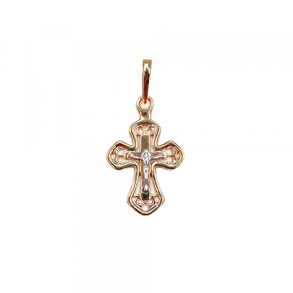 Хрестик з золота червоного з білим кольору