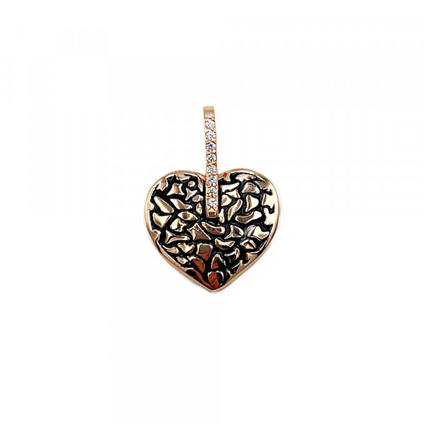 Золотий кулон з цирконом та емаллю «Серце»