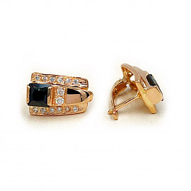 Золоті сережки червоного кольору з цирконом 01-200894403