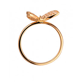 Кольцо из золота красного цвета с цирконом «Бабочка»