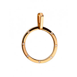 Золотой кулон красного цвета с цирконом 01-200079204