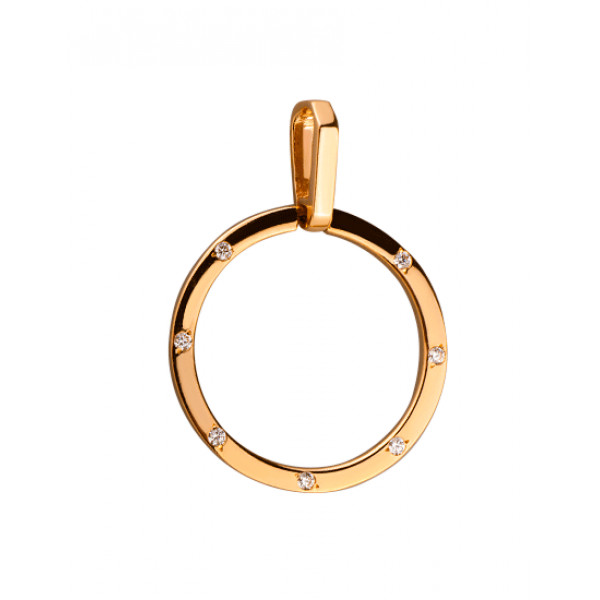 Золотой кулон красного цвета с цирконом
