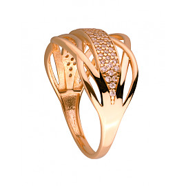 Кольцо из золота в красном цвете с цирконом