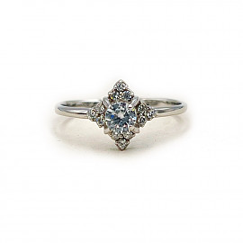 Золота каблучка у білому кольорі з цирконом 01-200174704