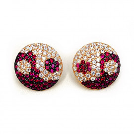 Сережки з золота червоного кольору з цирконом «Інь та ян» 01-200782204