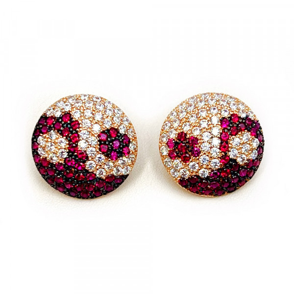 Сережки з золота червоного кольору з цирконом «Інь та ян»