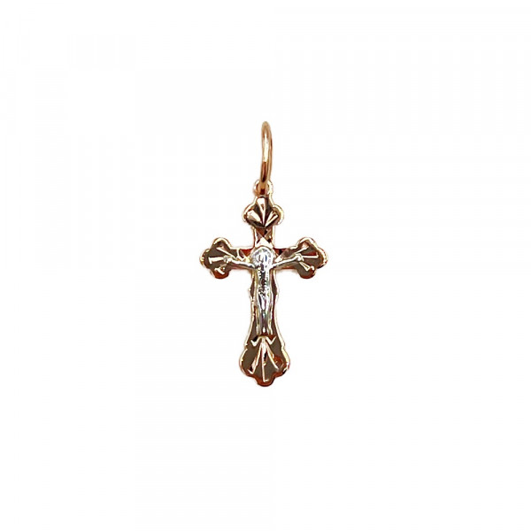Крестик из красного с белым золота
