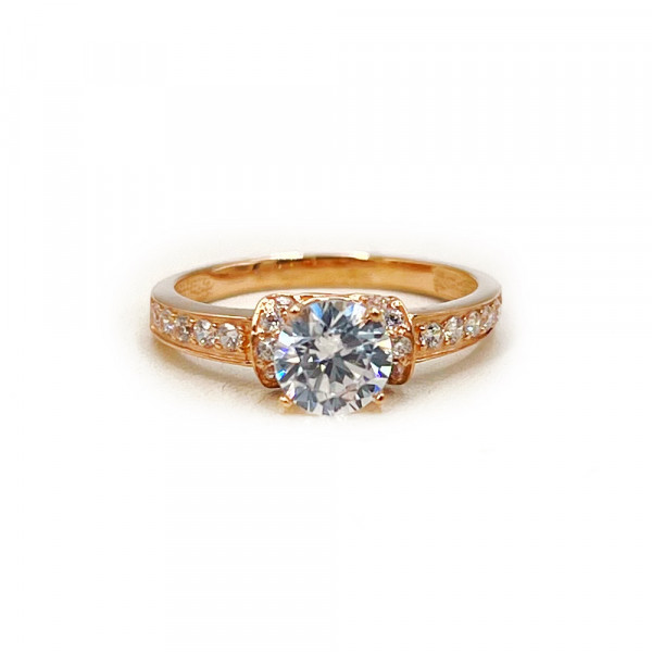 Каблучка з червоного золота з цирконом