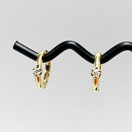 Серьги из желтого золота с белыми бриллиантами 01-200789804