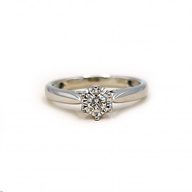 Каблучка з білого золота з жовтим діамантом 01-200794004