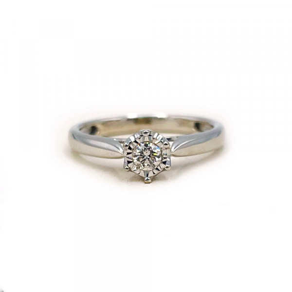 Каблучка з білого золота з жовтим діамантом