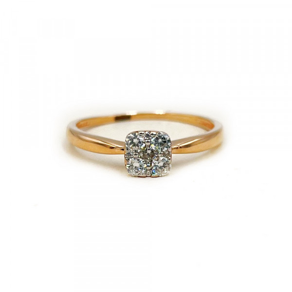 Золотое кольцо в красном цвете с бриллиантом