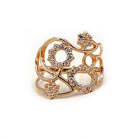 Золота каблучка червоного кольору з цирконом 01-200809304