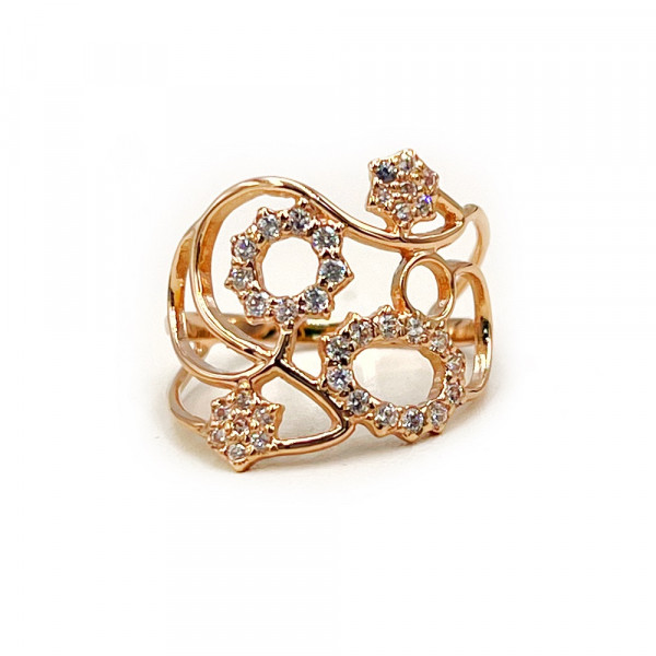 Золота каблучка червоного кольору з цирконом