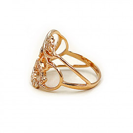 Золота каблучка червоного кольору з цирконом