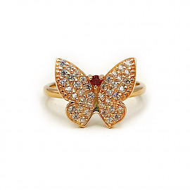 Золота каблучка з цирконом «Метелик» 01-200817604