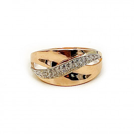 Каблучка з червоного з білим золота з цирконом 01-200819904