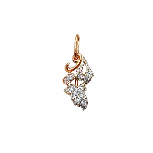 Кулон з червоного з білим золота з цирконом