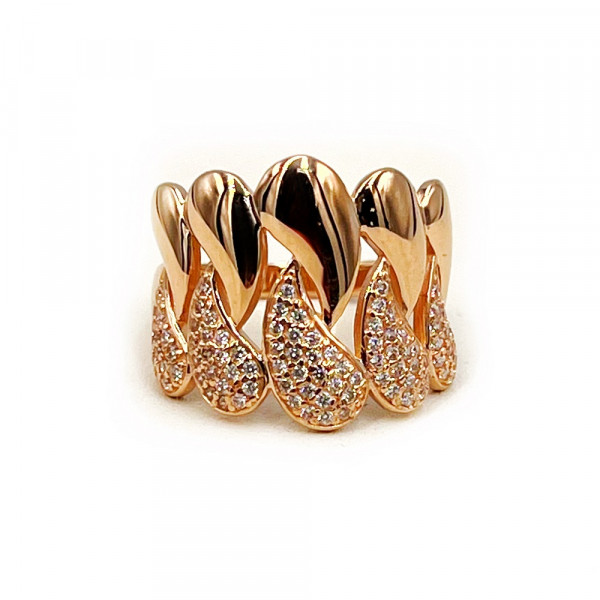 Золота каблучка у червоному кольорі з цирконом