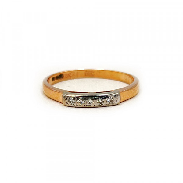 Каблучка з золота з жовтими діамантами