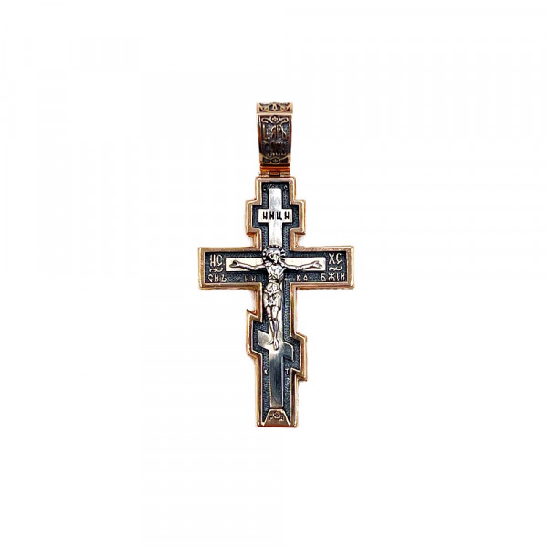 Хрестик з червоного з білим золота