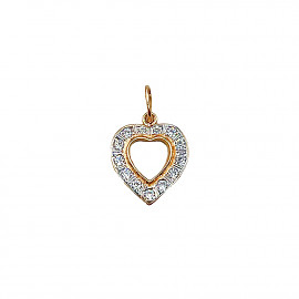 Кулон из красного с белым золота с цирконом «Сердце» 01-200922104