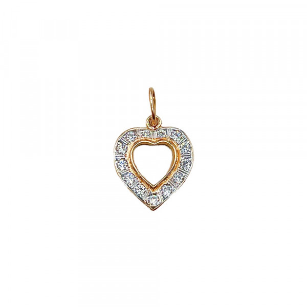 Кулон из красного с белым золота с цирконом «Сердце»