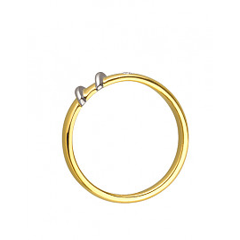 Каблучка з золота у жовтому з білим кольорі з білим діамантом