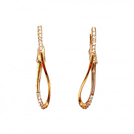 Золоті сережки червоного кольору з цирконом 01-200216705