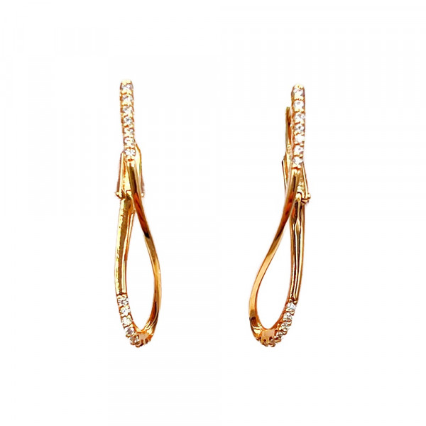 Золоті сережки червоного кольору з цирконом