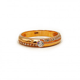 Каблучка з червоного золота з цирконом 01-200267205