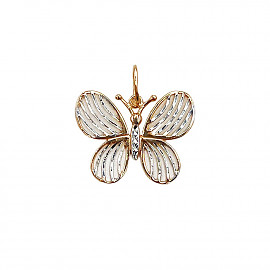 Золотой кулон красного с белым цвета «Бабочка» 01-200750105