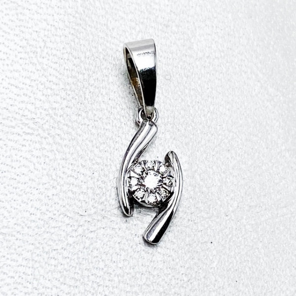 Золотий кулон у білому кольорі з білим та жовтими діамантами